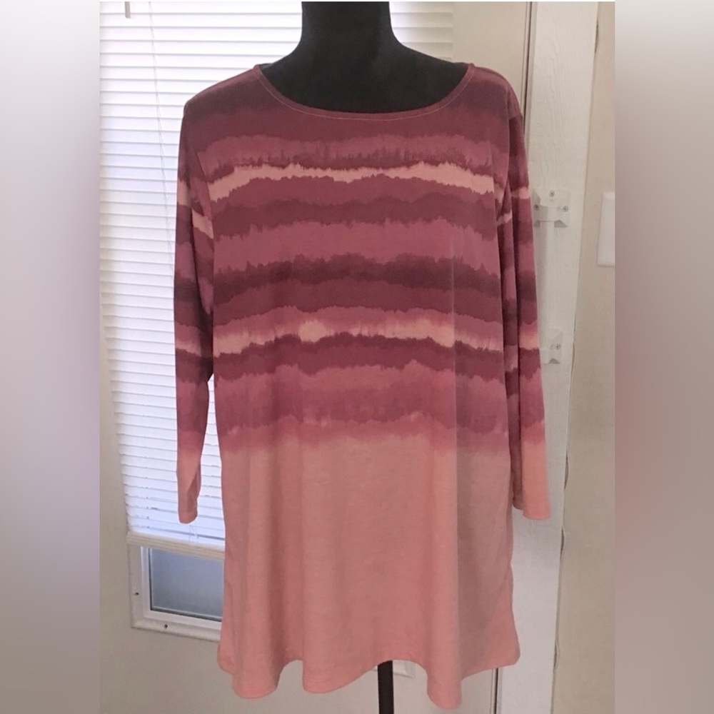 Ruby Rd. Burgundy, Pink, Peach Variant Knit Top Sz. 1X